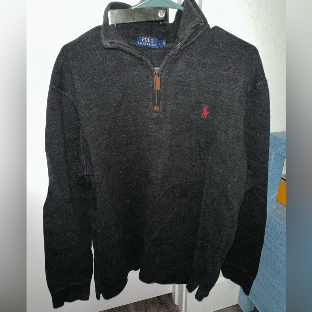 Ralph Lauren Men's Charcoal Zip-Up Sweater